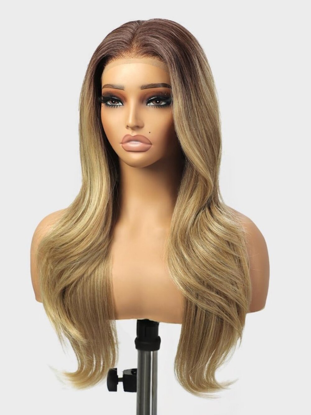 26″ Ombre Blonde Lace Front Wig for Women - Synthetic Glueless Style, Natural